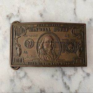 Maxwell House $100 Bill brass belt buckle